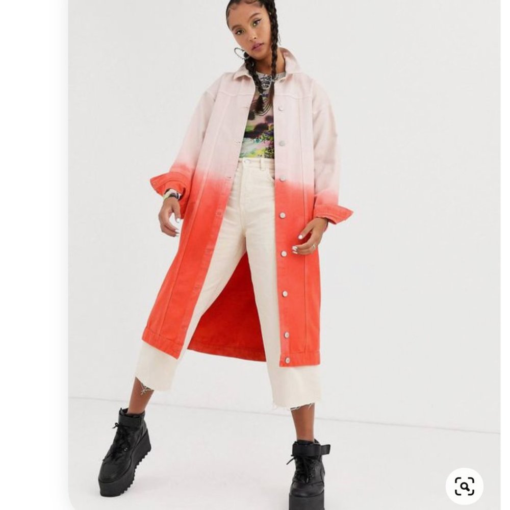 Oversized Long Ombre Denim Jacket by Jaded London